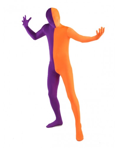 Unisex Morph Suit Orange Purple Lycra Spandex Full Body Zentai Suit Halloween