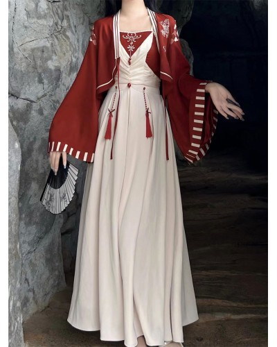 Chinese Style Lolita Outfits Ecru White Long Sleeves Dress Overcoat Chinese Style Daily Casual