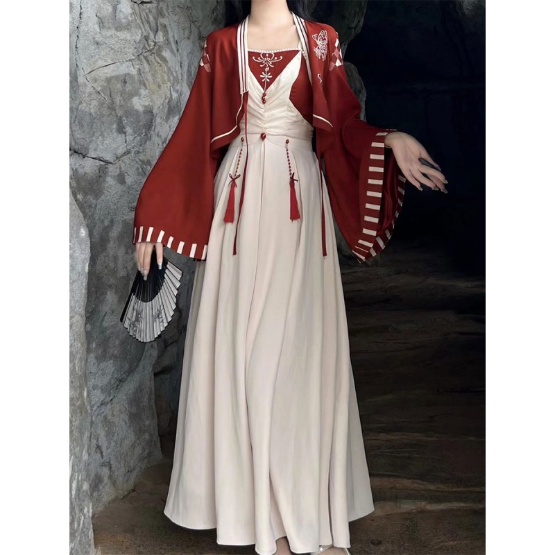 Chinese Style Lolita Outfits Ecru White Long Sleeves Dress Overcoat Chinese Style Daily Casual