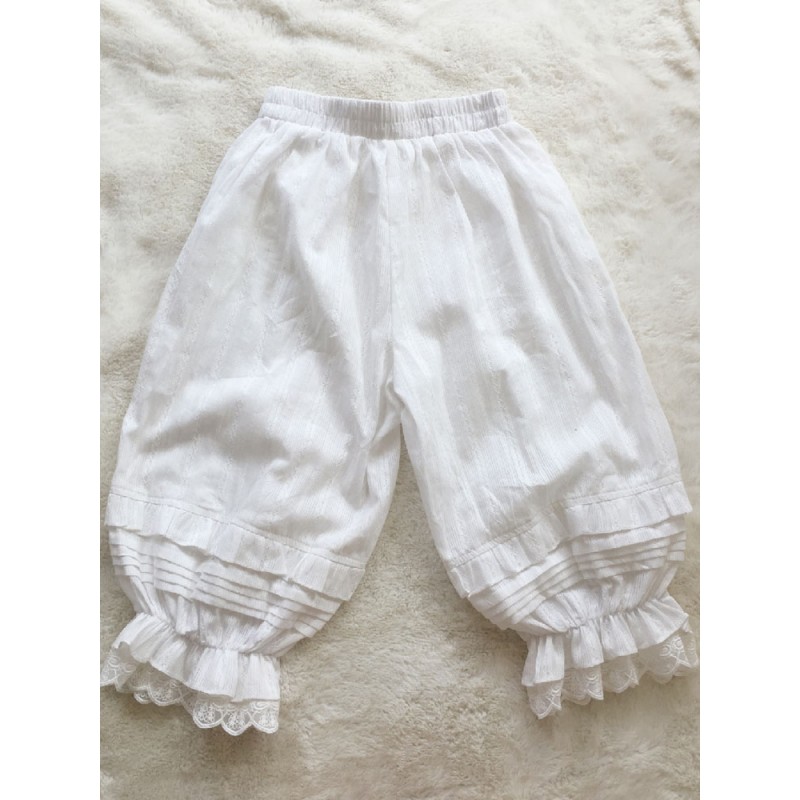 Sweet Lolita Pant Jacquard White Loose Lolita Trousers