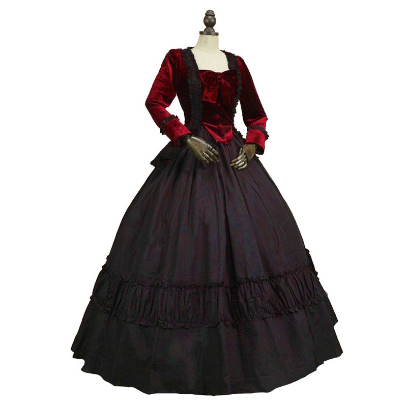 Women Black Costumes Bows Polyester Dress 's Marie Antoinette Costume 18th Century Costume Tunic Retro