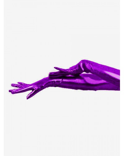 Unisex Halloween Shiny Metallic Purple Shoulder Length Gloves Halloween