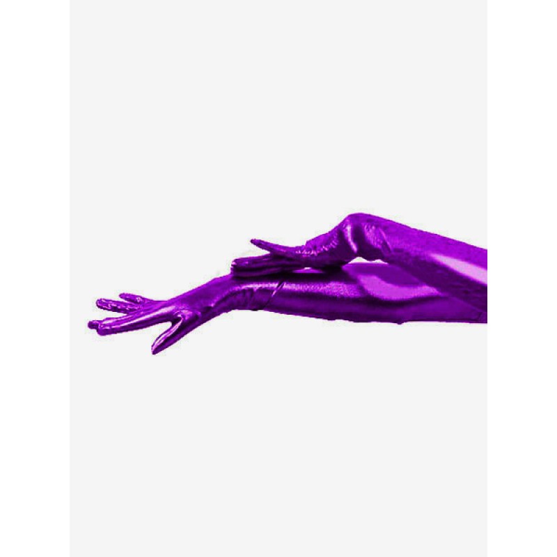 Unisex Halloween Shiny Metallic Purple Shoulder Length Gloves Halloween