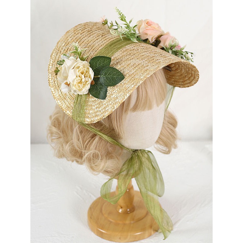 Style Lolita Hat Light Brown Flowers Accessory Lolita Accessories Sweet Pastoral Style ROCOCO