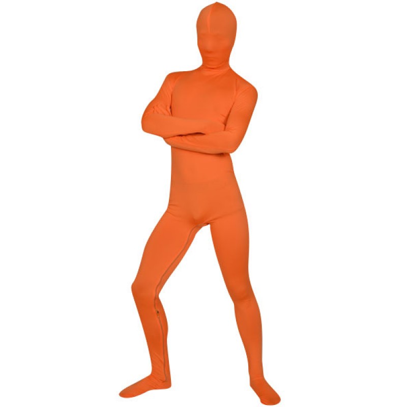 Morph Suit Orange Lycra Spandex Fabric Zentai Suit Unisex Full Body Suit Bodysuit