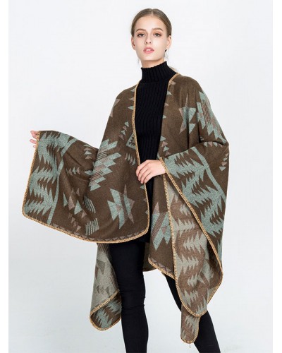 Women's Poncho Geometric Print Cape Bohemian Spring Outerwear Classic  Traditional Casual