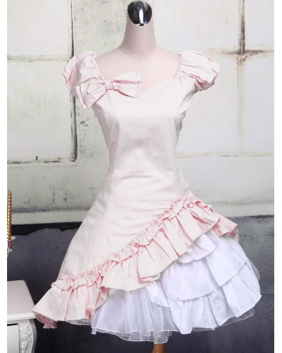 Classic Cotton Short Sleeves Ruffle Lolita Dress Classic  Traditional Summer Tea Party