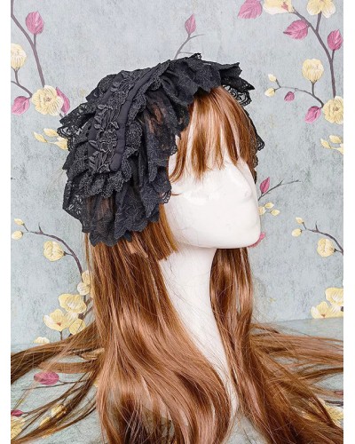 Style Lolita Accessories Infanta Black Ruffles Polyester Headwear Miscellaneous ROCOCO