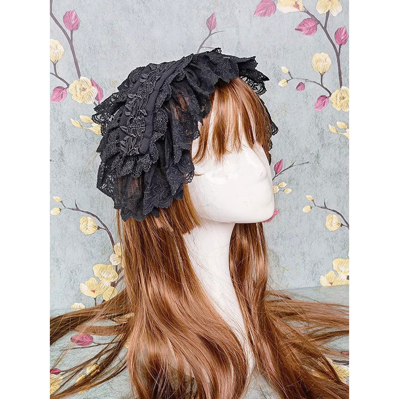 Style Lolita Accessories Infanta Black Ruffles Polyester Headwear Miscellaneous ROCOCO