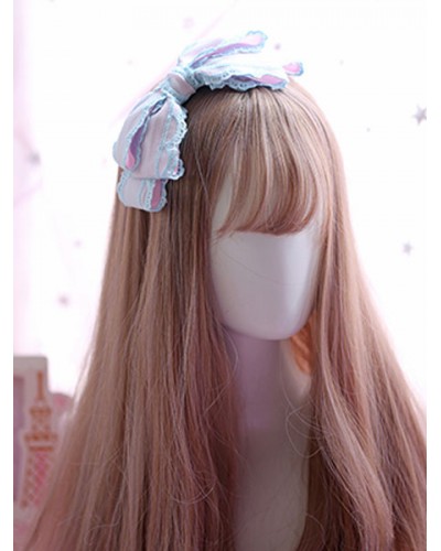 Sweet Lolita Headdress Lace Pearl Bow Satin Lolita Hair Accessory