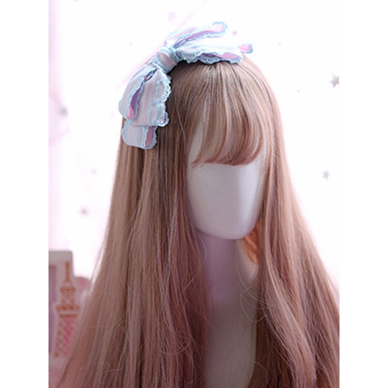 Sweet Lolita Headdress Lace Pearl Bow Satin Lolita Hair Accessory