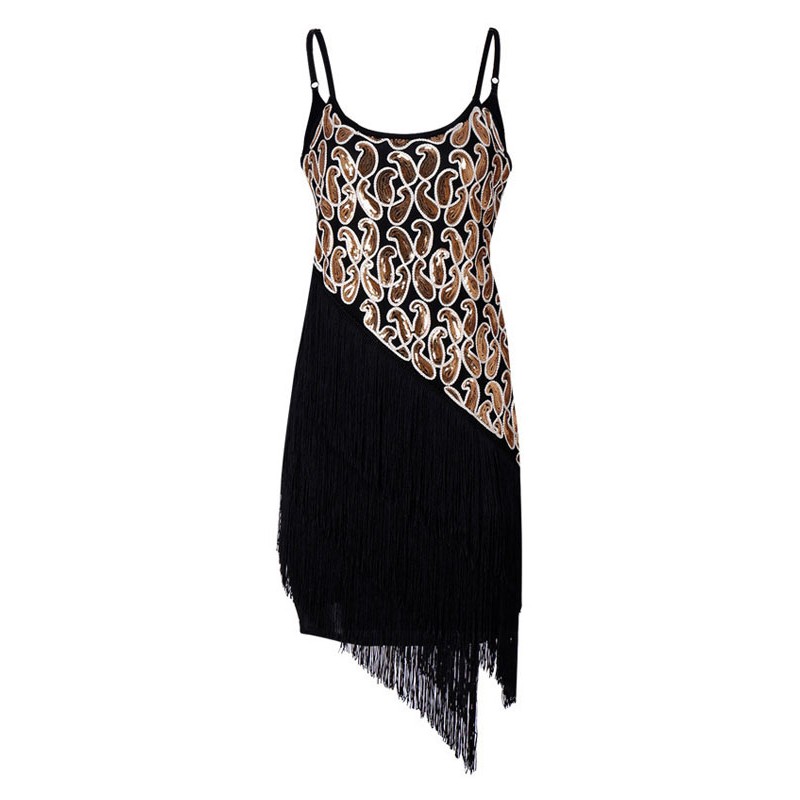 Women 1920s Gatsby Dress Black Short Sleeves Sequin Fringe Retro Costume Flapper Dresses Great Gatsby Costume