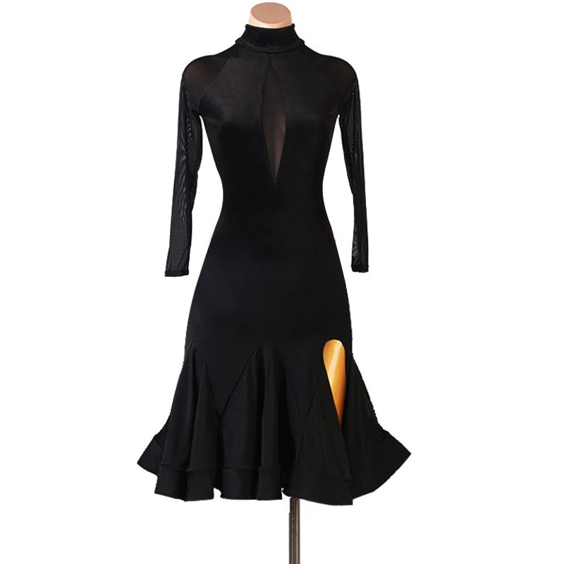 Women Latin Dance Dresses Black 's Polyester Dress Backless Latin Dancer Dancing Costume Bodycon Sexy