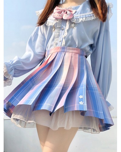 Academic Lolita SK Light Sky Blue Ombre Lolita Skirts