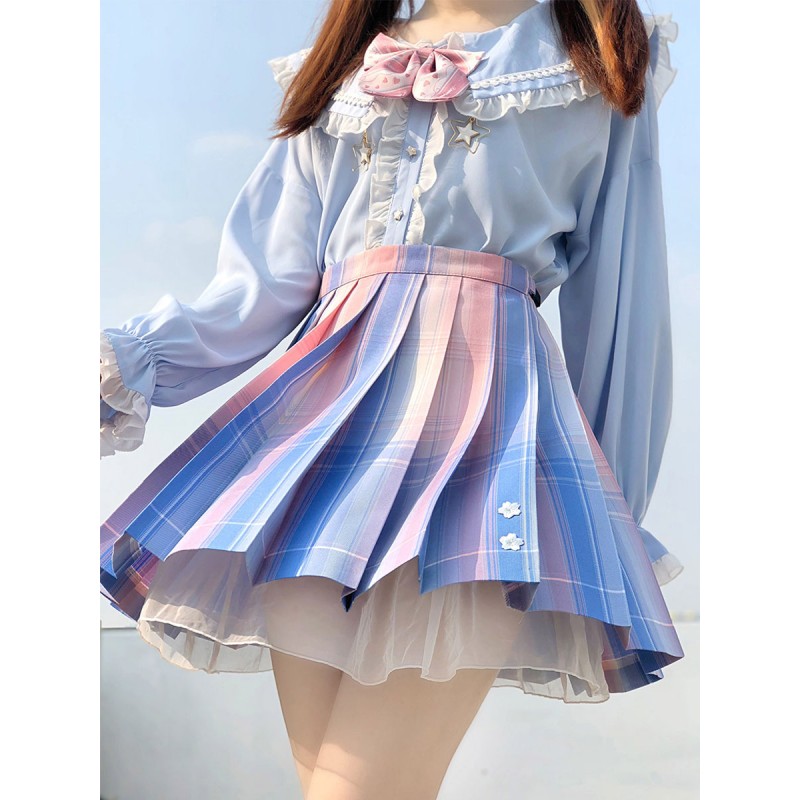 Academic Lolita SK Light Sky Blue Ombre Lolita Skirts