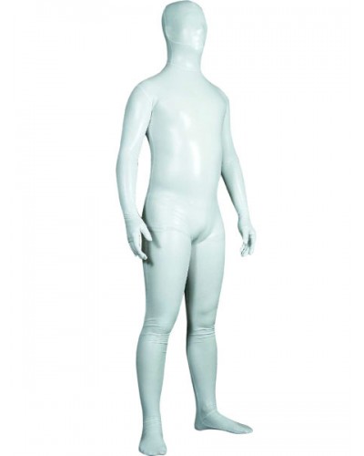 Unisex Morph Suit White Shiny Metallic Fabric Zentai Suit Full Body Suit Solid