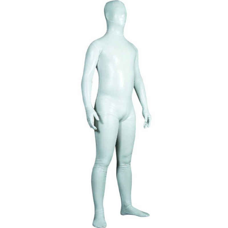 Unisex Morph Suit White Shiny Metallic Fabric Zentai Suit Full Body Suit Solid