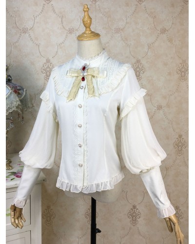 Eric White Lolita Blouses Lace Ruffles Long Sleeves Lolita Top Lace Lolita Shirt Spring Summer