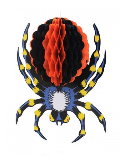 Unisex Halloween Wall Decorations Dark Navy Paper Spider Props