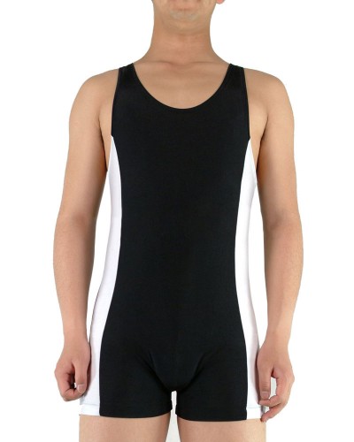 Wrestling Lycra Spandex Fabric Black And White Sleeveless Leotard And Zentai Suit