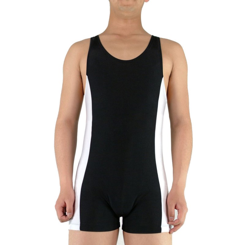 Wrestling Lycra Spandex Fabric Black And White Sleeveless Leotard And Zentai Suit