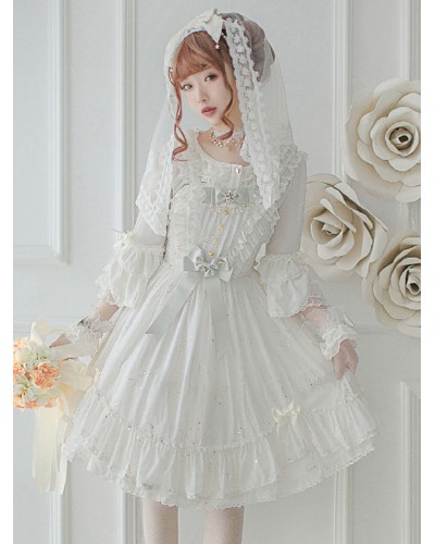 Lolita Lolita Top Ruffles Bows Half Sleeves Blouse White Lolita Shirt Blouses Steampunk Gothic Daily Casual Tea Party