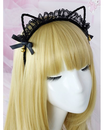 Sweet Lolita Hair Accessory Lace Bell Bow Black Lolita Hair Clasp