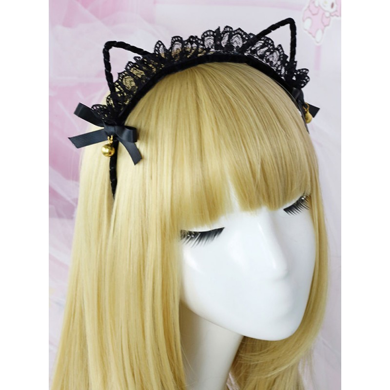 Sweet Lolita Hair Accessory Lace Bell Bow Black Lolita Hair Clasp