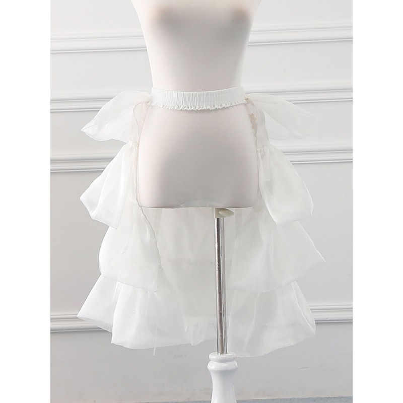 Tulle Lolita Petticoats Bell Shape Ruffles White Lolita Skirt Bottoms Daily Casual Tea Party