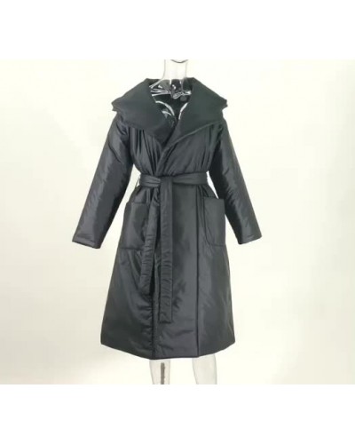 Women Puffer Coats Hooded Belted Long Winter Outerwear 2023 Casual Street Wear Night Out Field