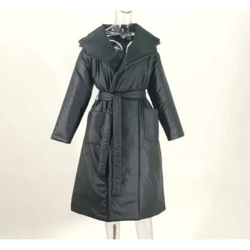 Women Puffer Coats Hooded Belted Long Winter Outerwear 2023 Casual Street Wear Night Out Field