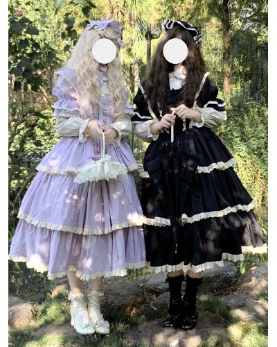 Gothic Lolita Dresses Bows Ruffles Purple Purple