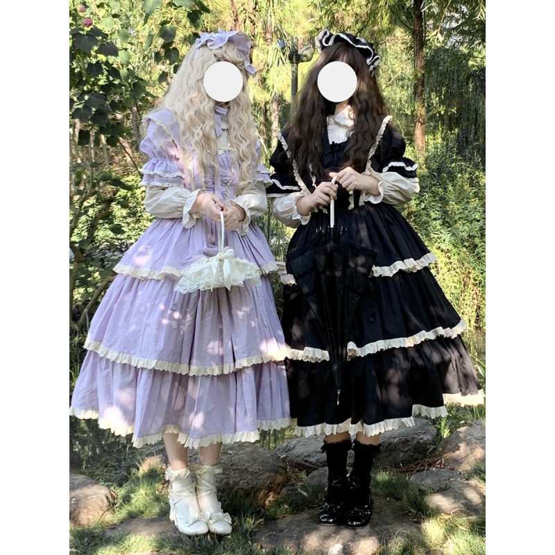 Gothic Lolita Dresses Bows Ruffles Purple Purple