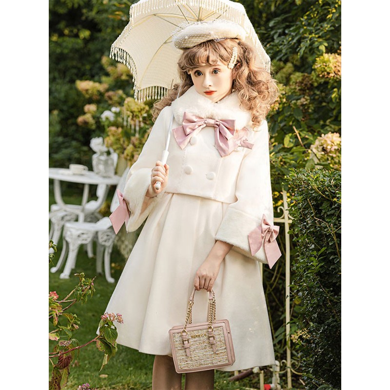 Sweet Lolita Dress Polyester Long Sleeves Bows Dress