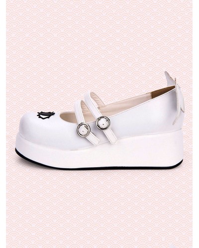 Sweet Lolita Pumps Strappy Buckle Cut Out Wing Lolita Flatform Shoes Daily Casual Tea Party