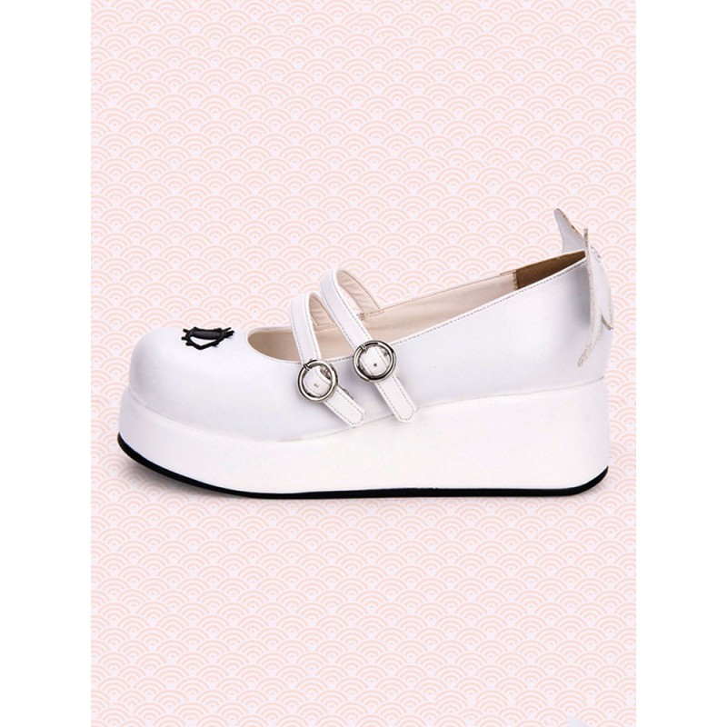 Sweet Lolita Pumps Strappy Buckle Cut Out Wing Lolita Flatform Shoes Daily Casual Tea Party