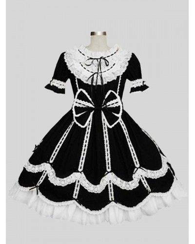 Sweet Lolita Dress Polyester Short Sleeves Dress