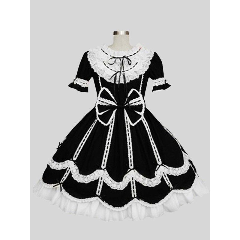 Sweet Lolita Dress Polyester Short Sleeves Dress