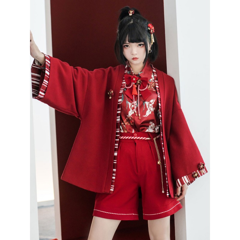 Lolita Bloomers Straight Red Lolita Shorts Kimono Daily Casual