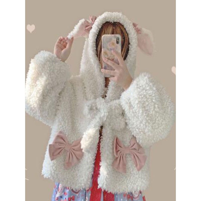 Lolita Coats White Polyester Overcoat Lolita Outwears Sweet Winter