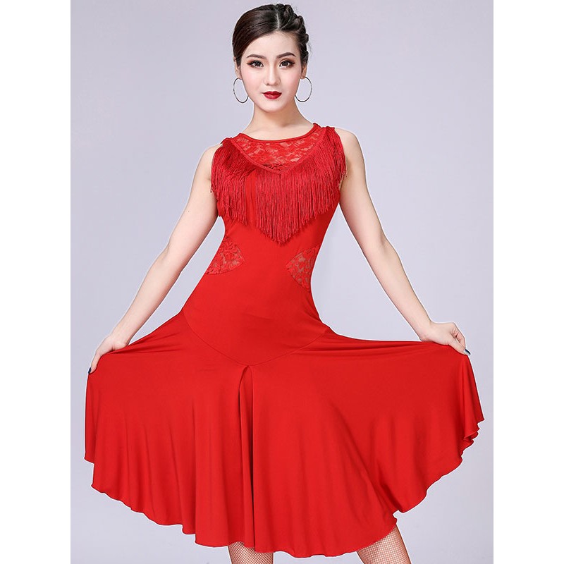 Flamenco Dresses Girls Red Black Dancer Costumes Adults Spanish Ballroom Skirt Off Shoulder Paso Doble Dancing Wears Outfit Carnival Performance