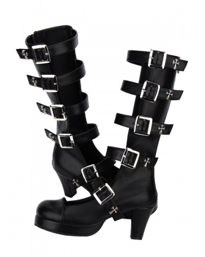 Gothic Lolita Boots Kitten Heel Platform Style Buckle Boots With Buckle Punk