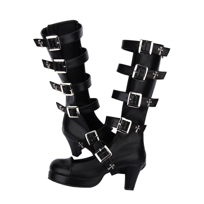 Gothic Lolita Boots Kitten Heel Platform Style Buckle Boots With Buckle Punk