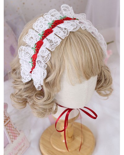 Sweet Lolita Headdress Lace Strawberry Headband Daily Casual