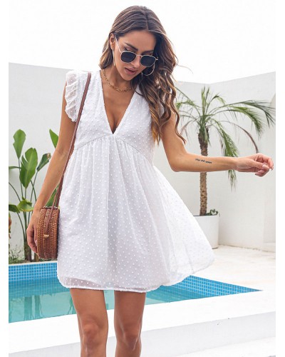 Women Shift Dresses White V-Neck Modern Woman's Tube Dress Bohemian Summer