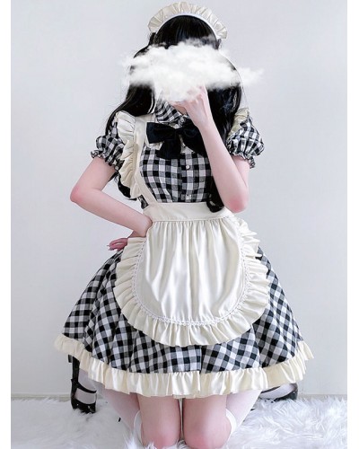 Sweet Lolita Dress Polyester Short Sleeves Ruffles Dress