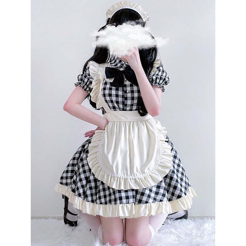 Sweet Lolita Dress Polyester Short Sleeves Ruffles Dress