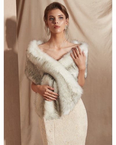 Wedding Faux Fur Wrap Bridal Warm Shawl Spring Fall Winter