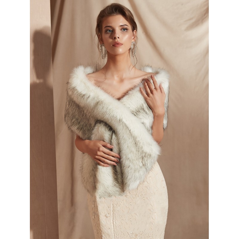 Wedding Faux Fur Wrap Bridal Warm Shawl Spring Fall Winter