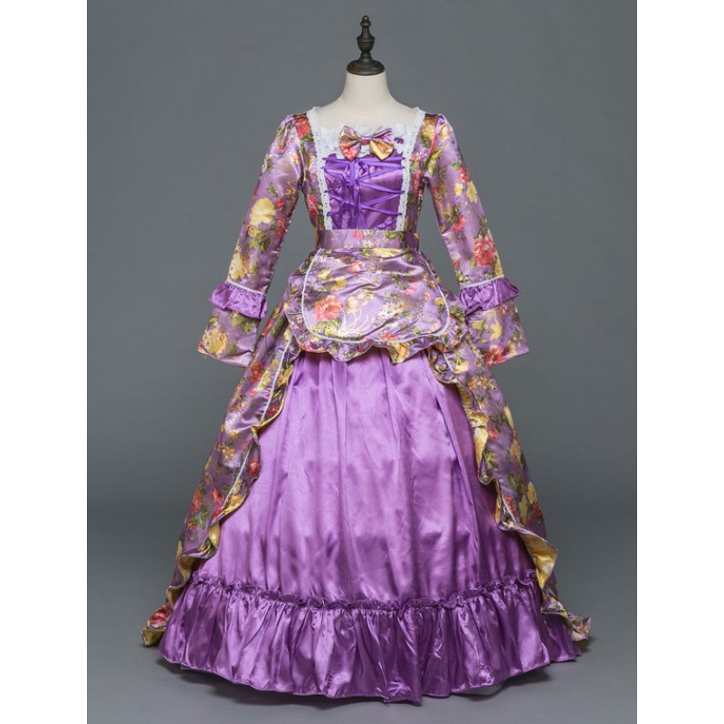 Women Vintage Costume Halloween Rococo Purple Victorian Masquerade Ball Gowns Royal Long Sleeve Retro Costume Sets ROCOCO